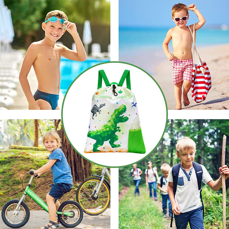 Cute Large Capacity Dinosaur Kids Drawstring Backpack 