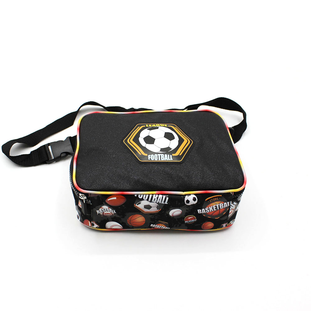 Black Football Cartoon Children Lunch Bag 