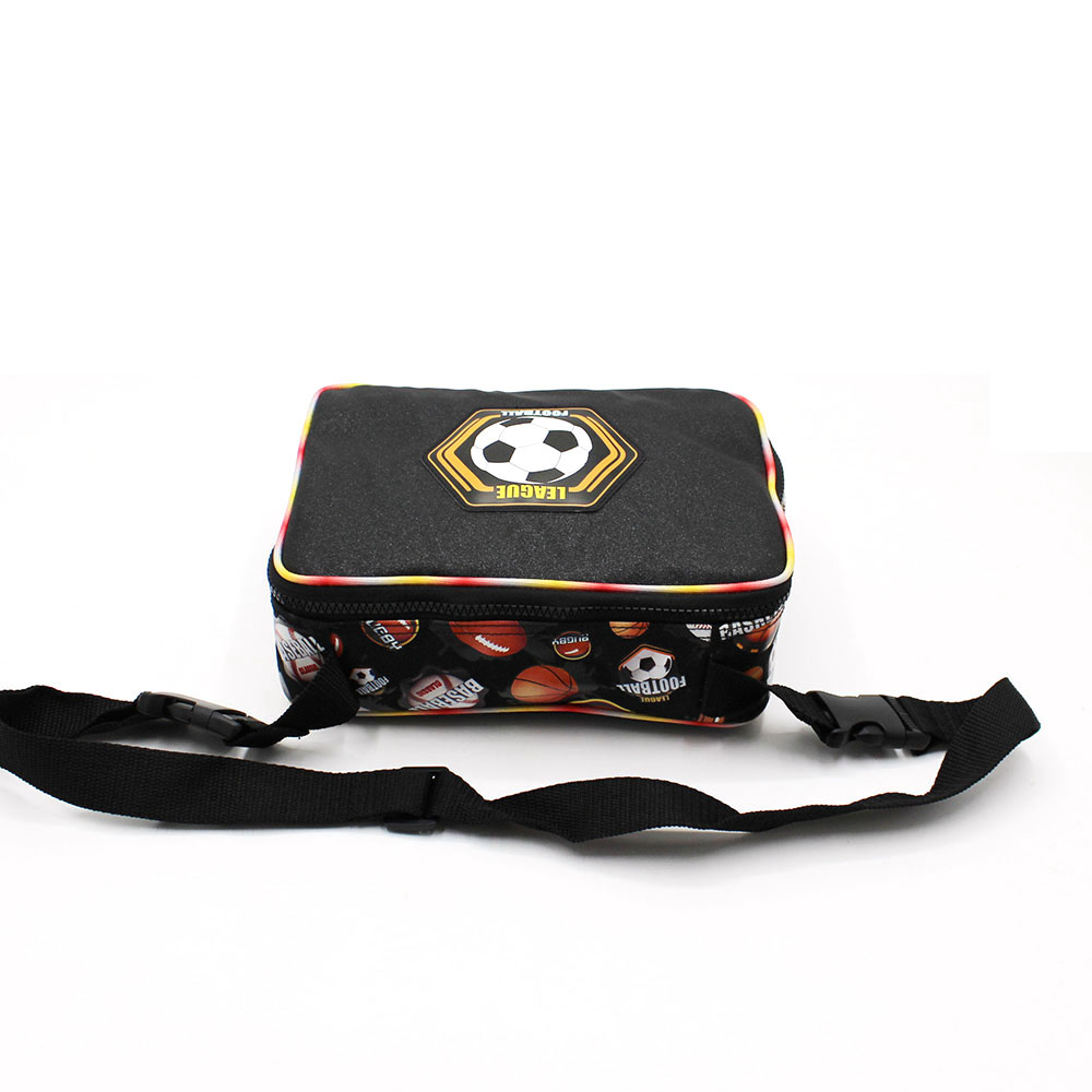 Black Football Cartoon Children Lunch Bag 