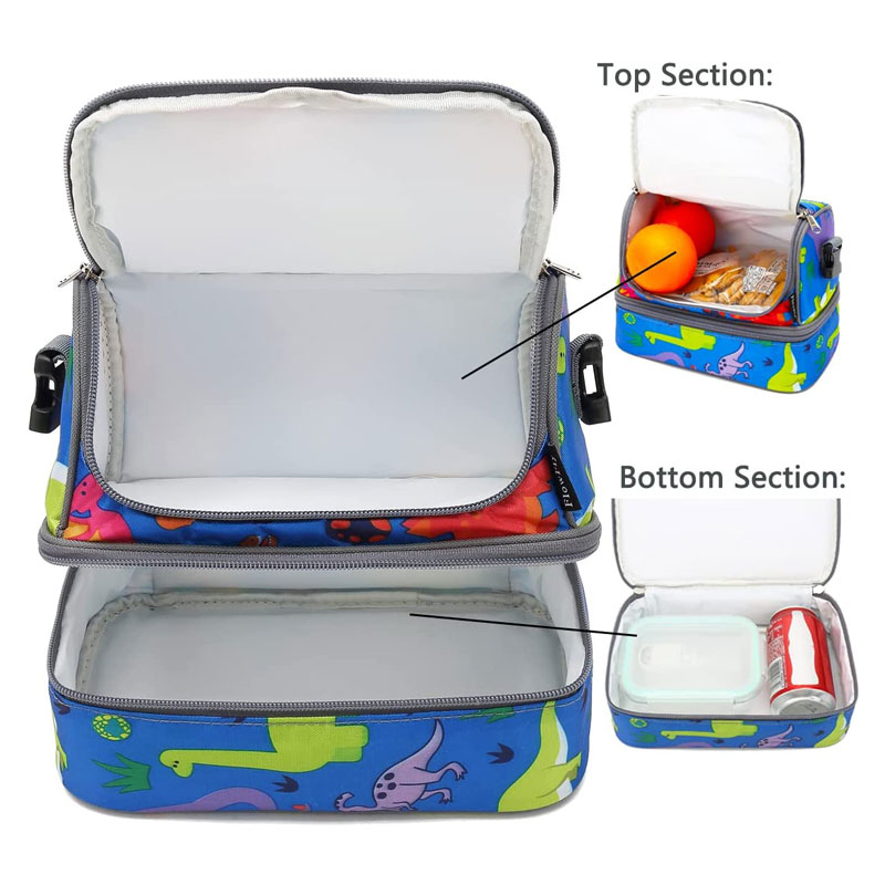 Kids Double Decker Cooler Insulated Lunch Bag 