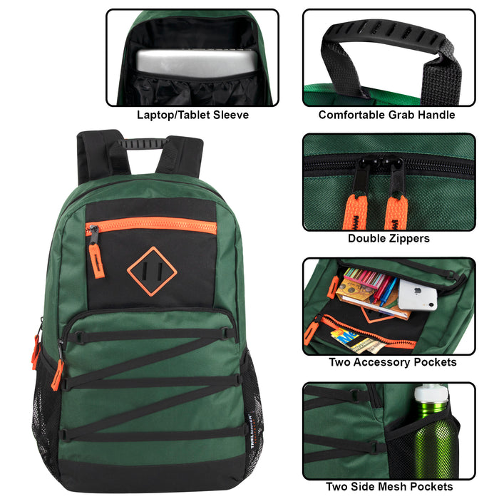 Double Zippered Bungee Backpacks With Laptop Section 