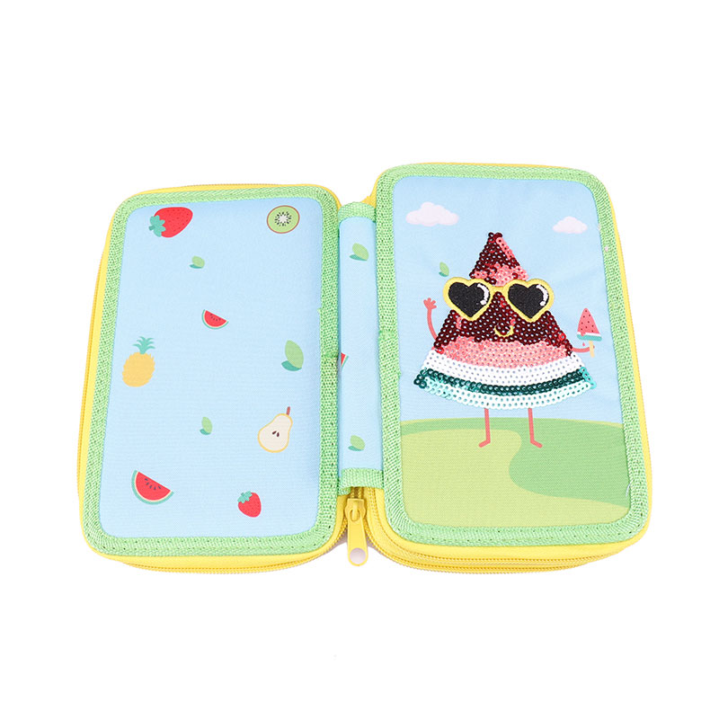 Watermelon 300D Double Zippers Pencil Bag 