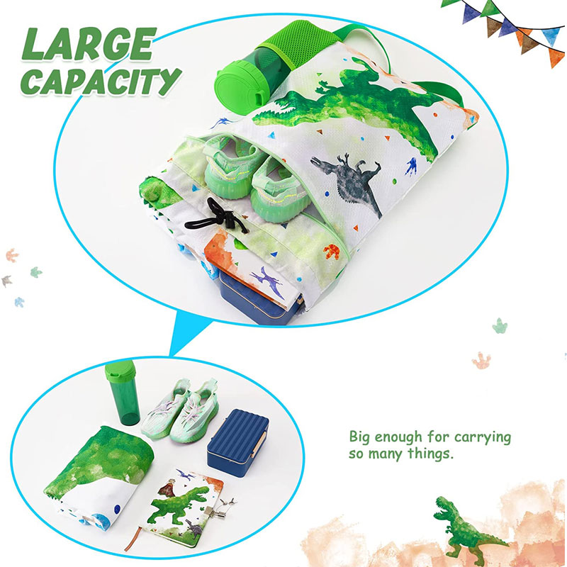 Cute Large Capacity Dinosaur Kids Drawstring Backpack 